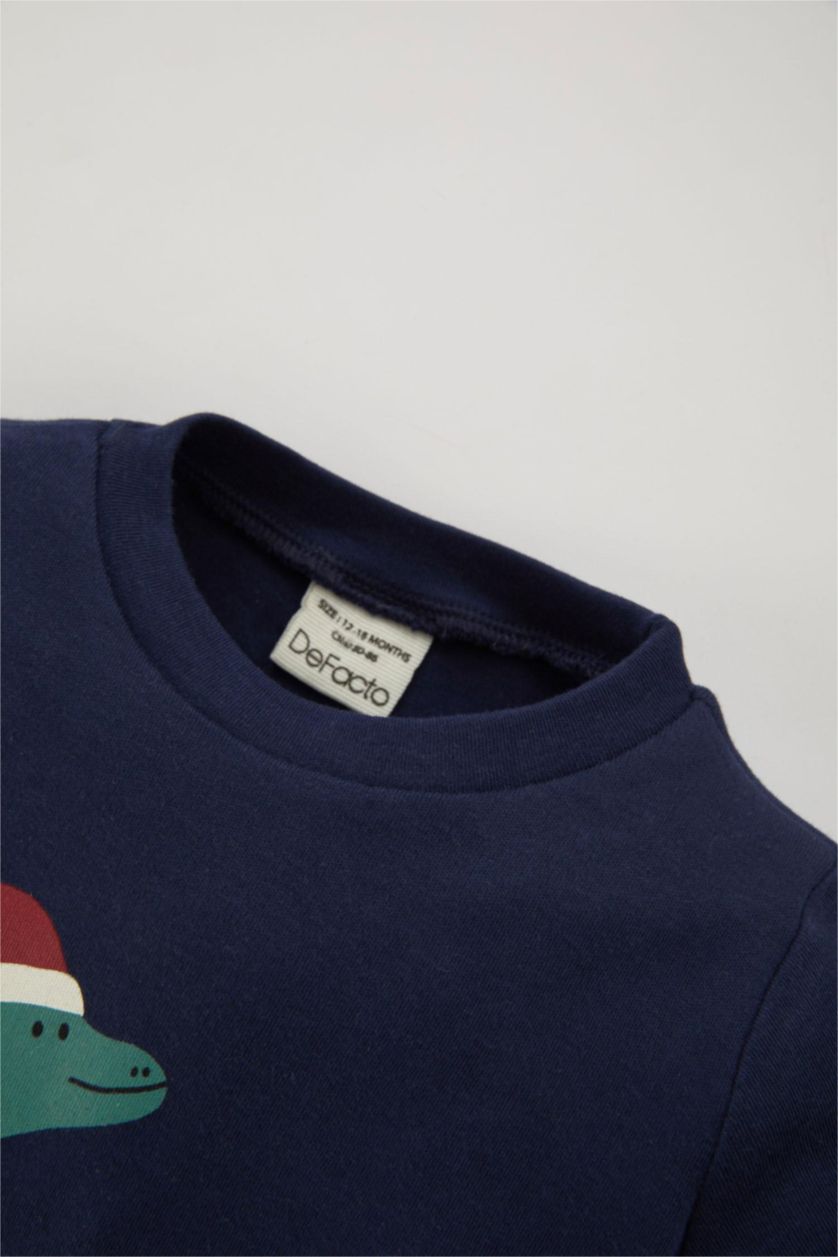 BABY BOY NAVY Baby Boy Christmas Themed Flannel 2 Piece Pajama Set