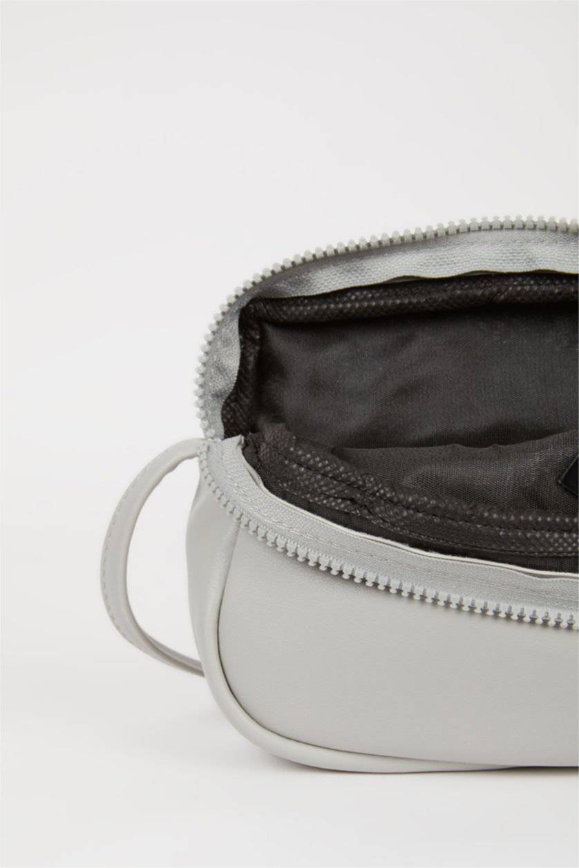 WOMAN Light Grey Faux Leather Crossbody Bag