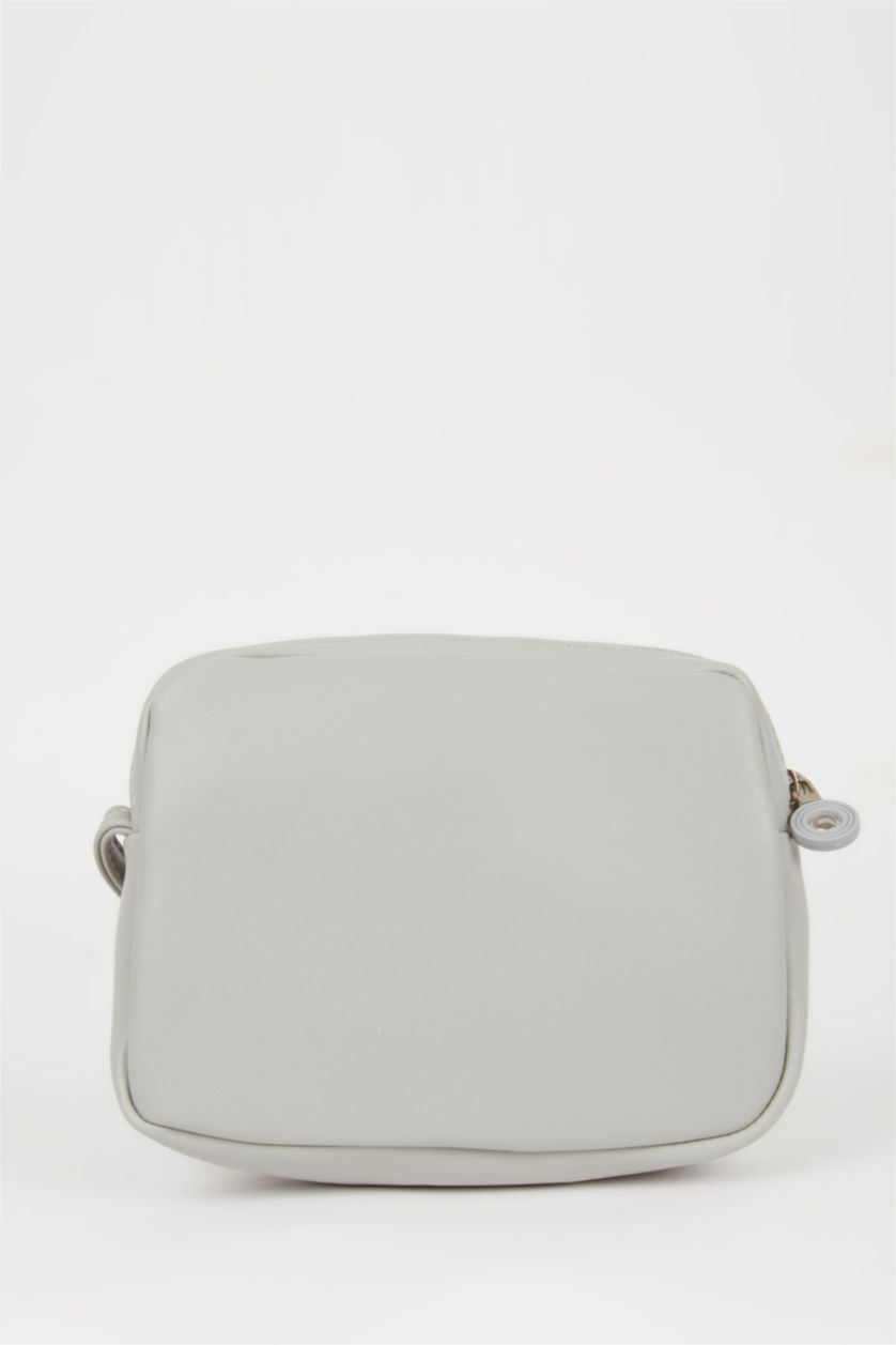 WOMAN Light Grey Faux Leather Crossbody Bag