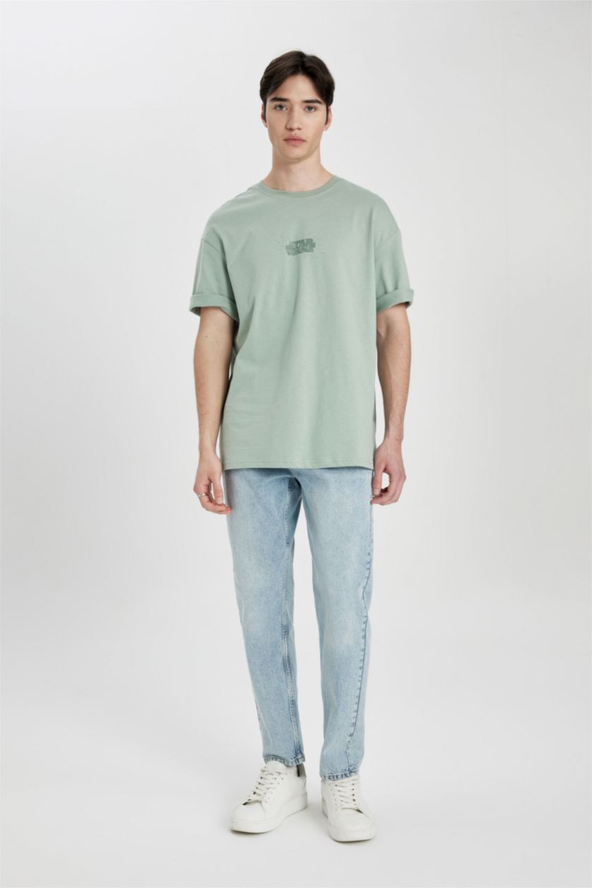 Erkek Açık Yeşil Comfort Fıt Kısa Kollu Tişört