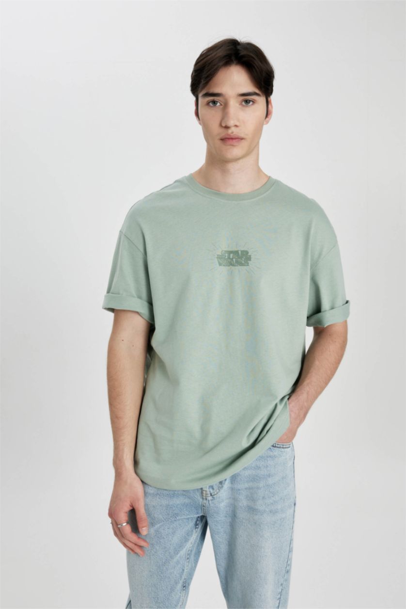 Erkek Açık Yeşil Comfort Fıt Kısa Kollu Tişört