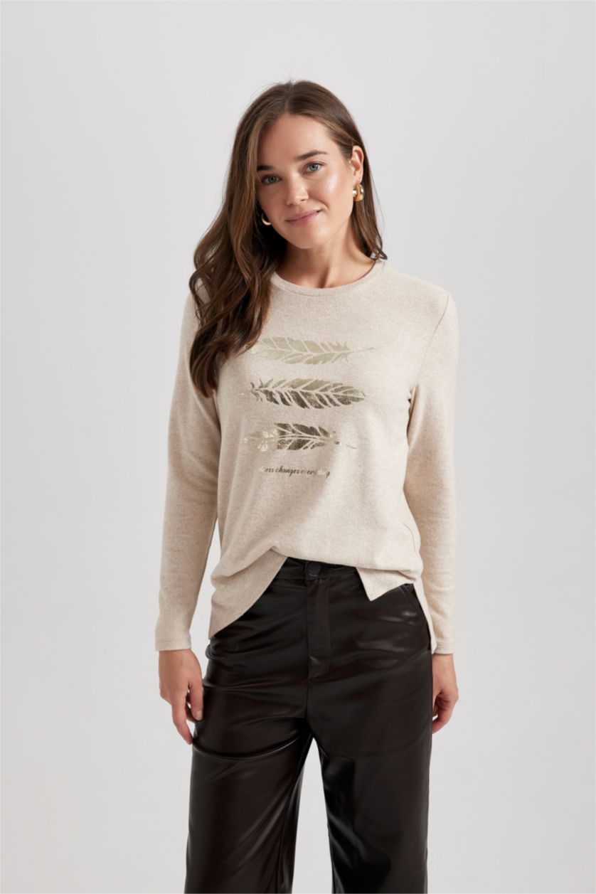 WOMAN Light Vison Relax Fit Crew Neck Long Sleeve T-Shirt