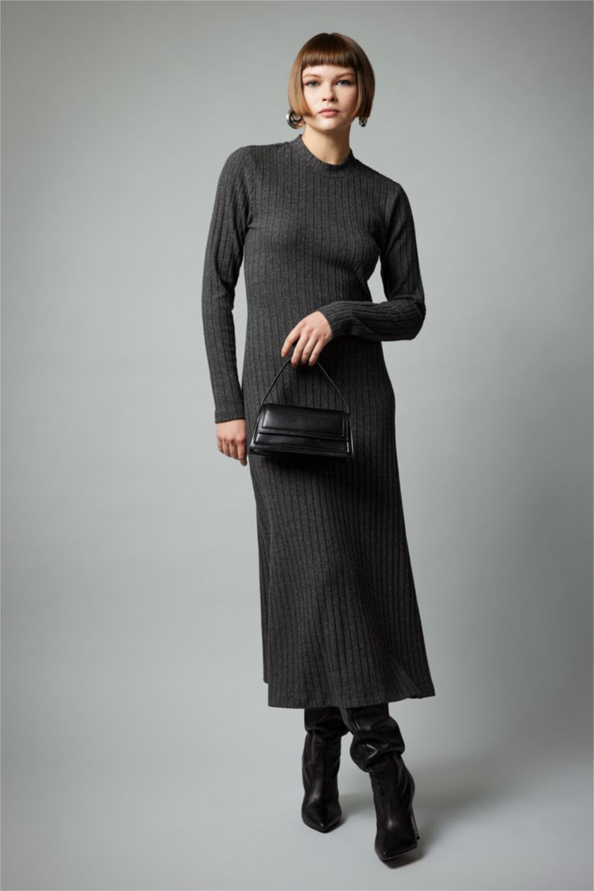 WOMAN Anthracite Half Turtleneck Camisole Midi Dress