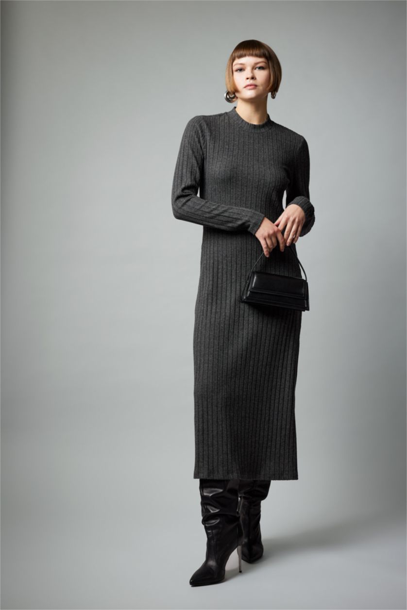 WOMAN Anthracite Half Turtleneck Camisole Midi Dress
