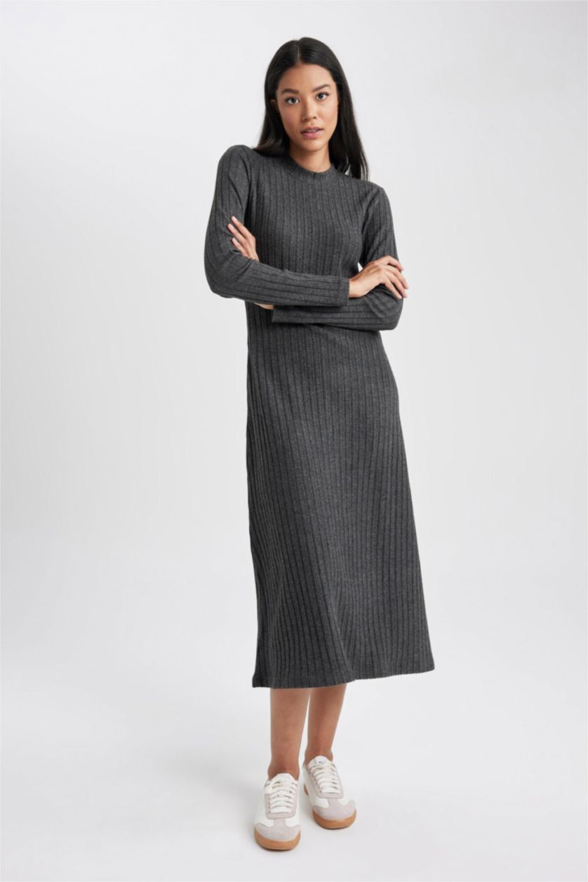 WOMAN Anthracite Half Turtleneck Camisole Midi Dress