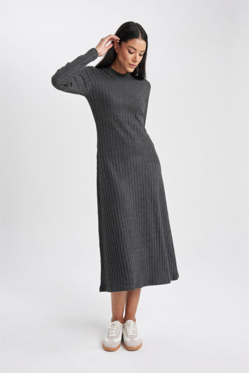 WOMAN Anthracite Half Turtleneck Camisole Midi Dress
