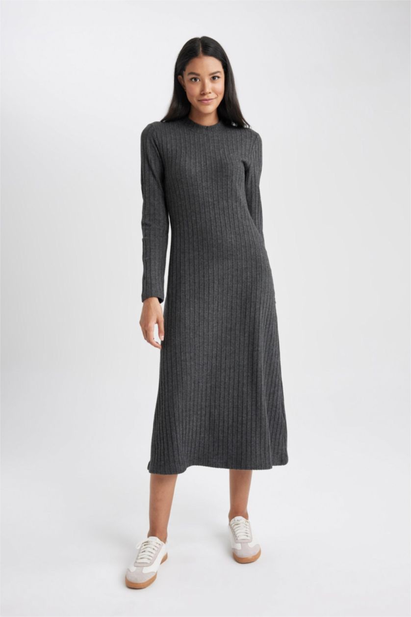 WOMAN Anthracite Half Turtleneck Camisole Midi Dress