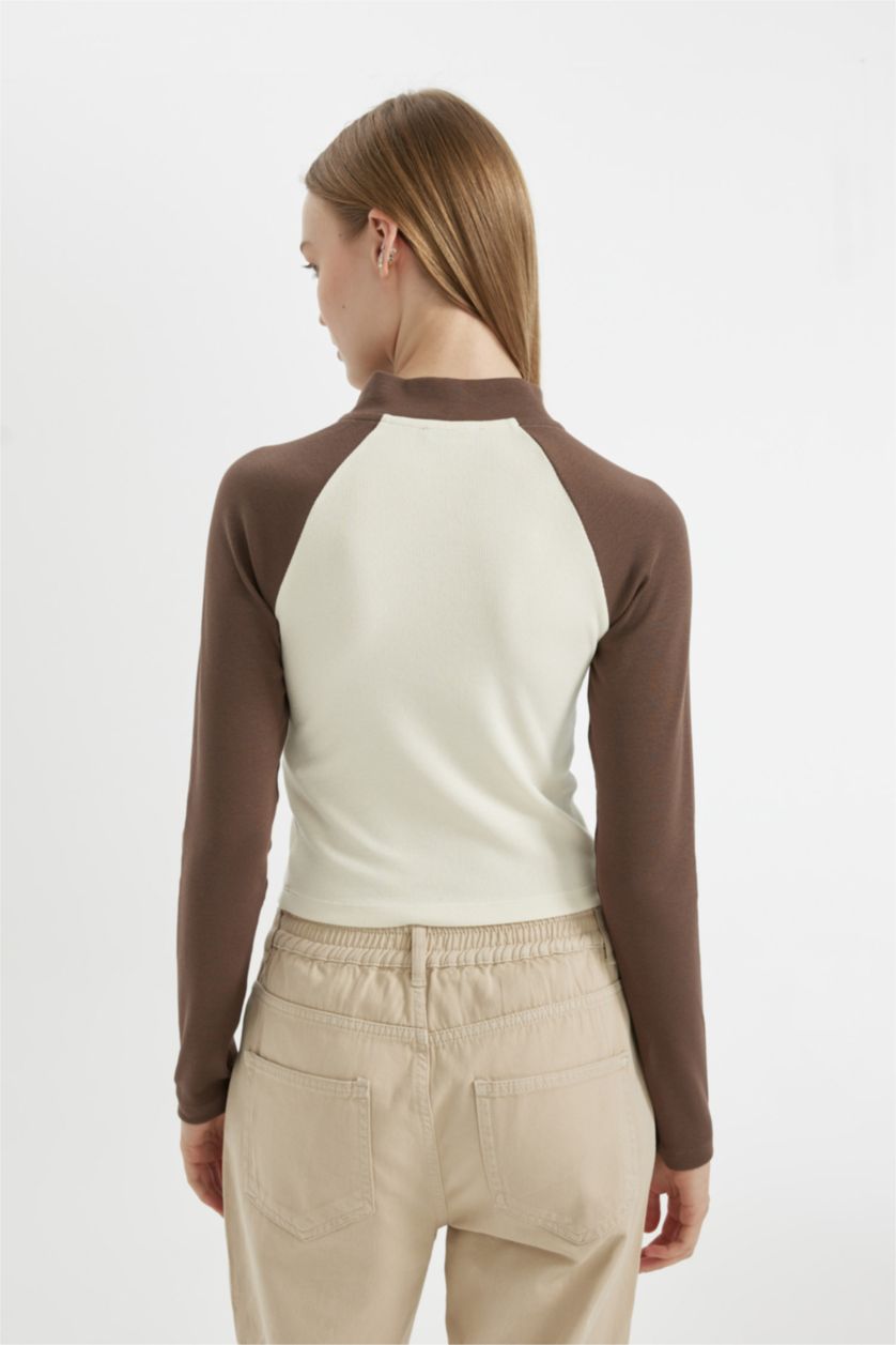 WOMAN Brown Slim Fit Camisole Long Sleeve T-Shirt