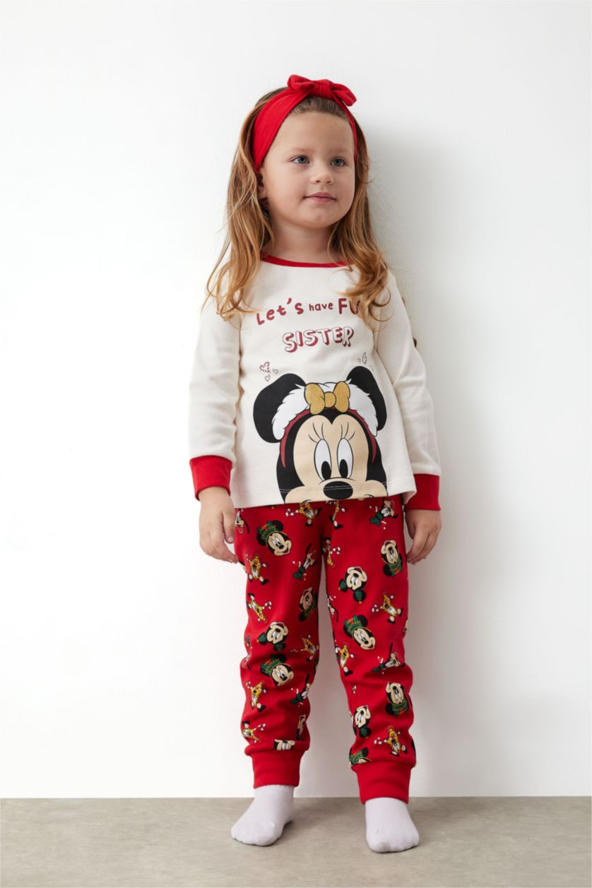 BABY GIRL White 2 piece Regular Fit Crew Neck Mickey & Minnie Licensed Knitted Pyjamas