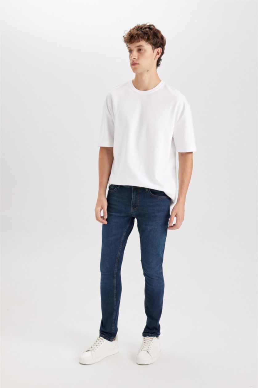 MAN Dark Blue Carlo Skinny Fit Normal Waist Extra Slim Leg Jeans