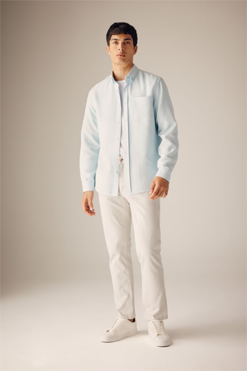 رجال اللون الحجري بنطلون سادة قصة عادية