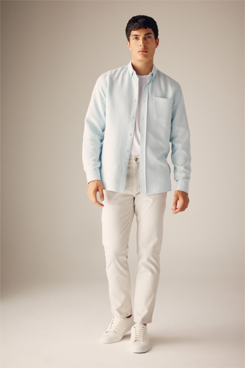 رجال اللون الحجري بنطلون سادة قصة عادية