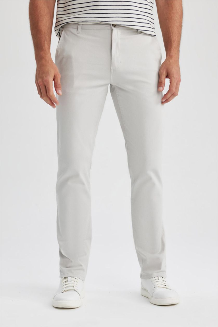 رجال اللون الحجري بنطلون سادة قصة عادية