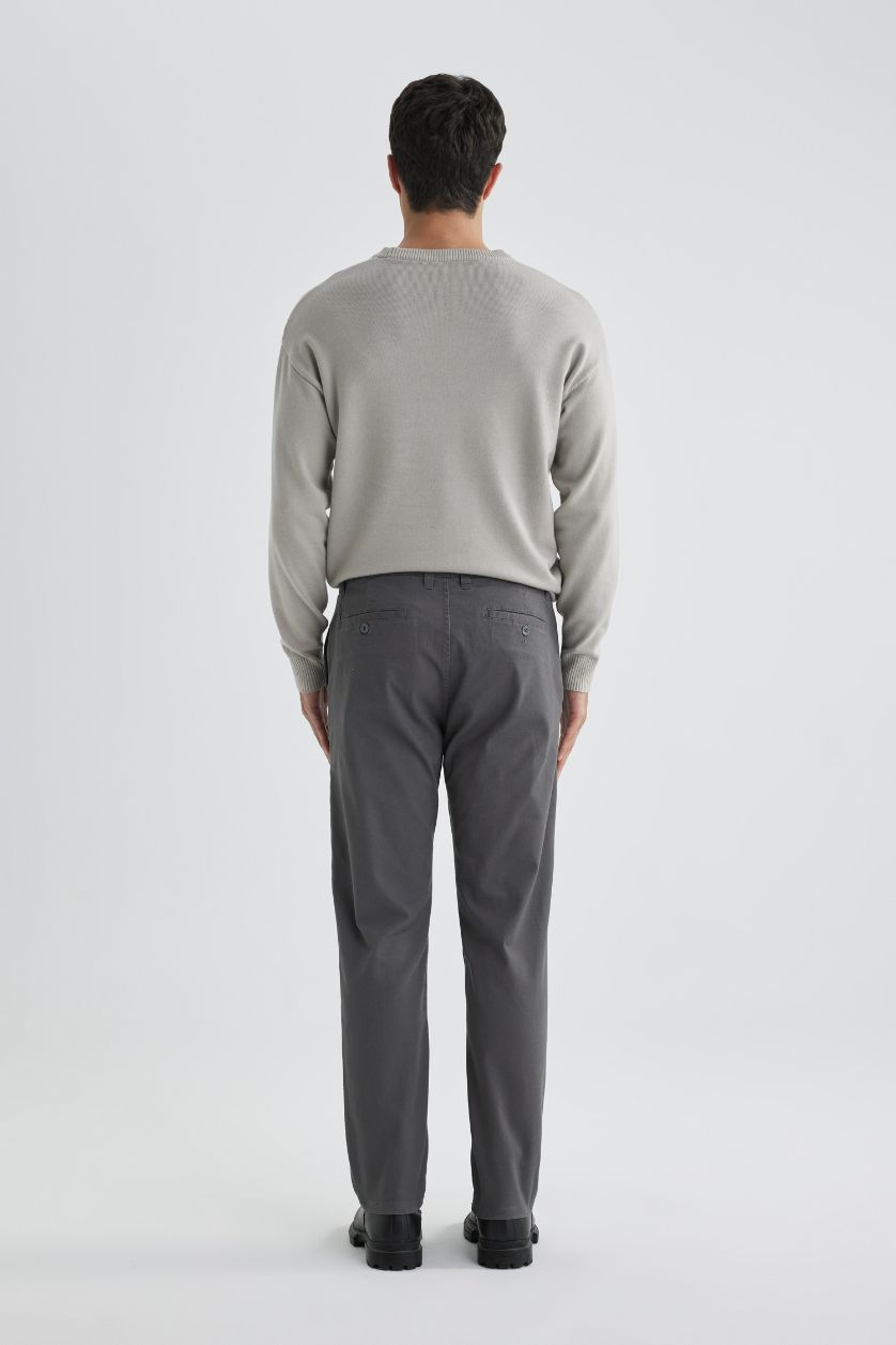 Erkek Antrasit Regular Fit Normal Kesim Gabardin Chino Kanvas Pantolon Yazlık Fermuar Cepli Düz Paça