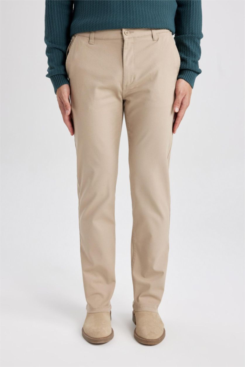 HOMME Beige Pantalon Chino Coupe Régulière