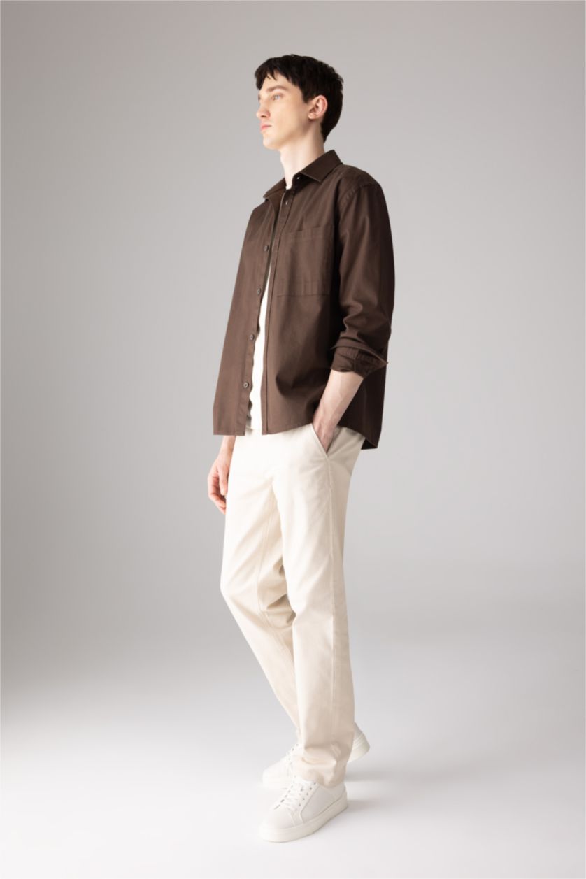 رجال اللون الرملي بنطلون سادة جبردين قصة عادية عادي بجيب