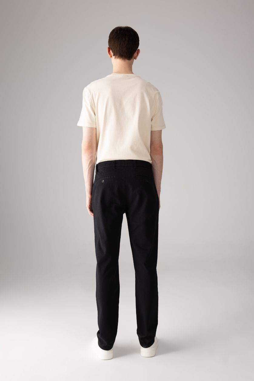 رجال أسود بنطلون سادة جبردين قصة عادية بجيب بسحاب