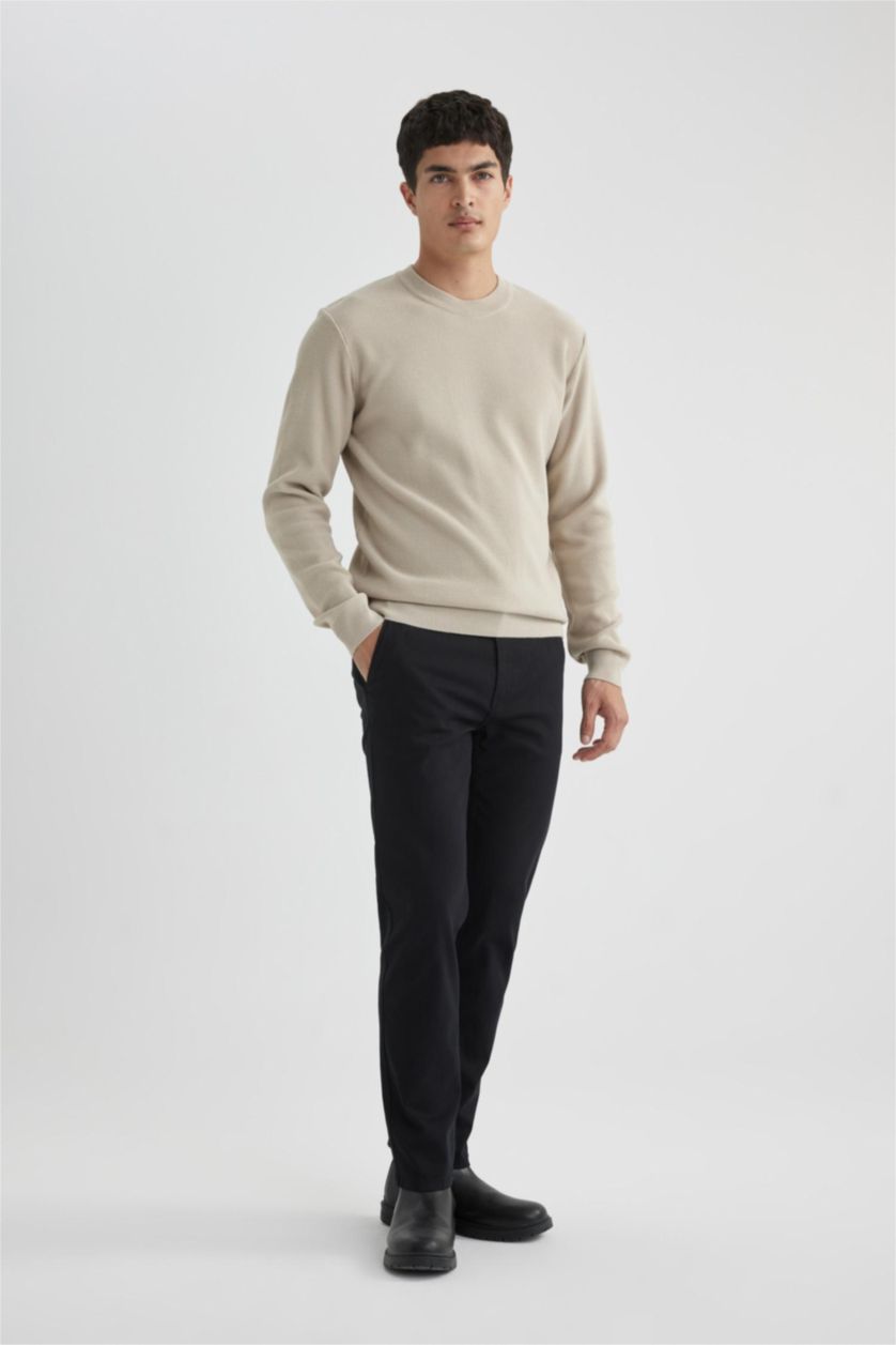 رجال أسود بنطلون سادة جبردين قصة عادية بجيب بسحاب