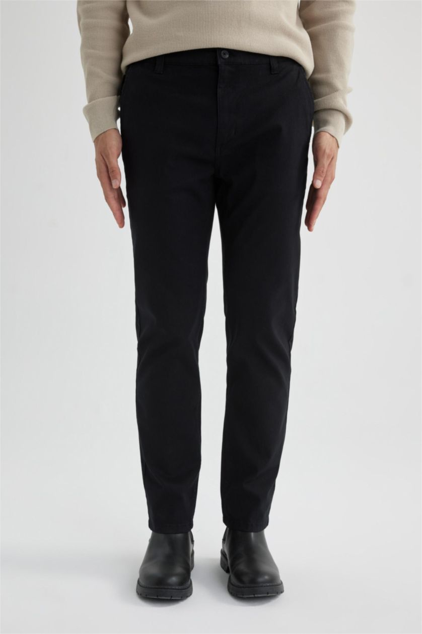 رجال أسود بنطلون سادة جبردين قصة عادية بجيب بسحاب