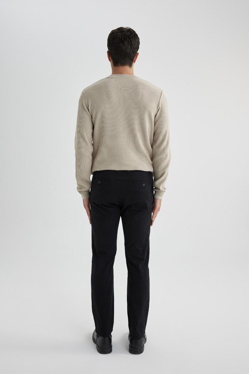 رجال أسود بنطلون سادة جبردين قصة عادية بجيب بسحاب