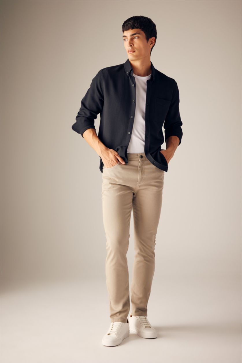 MAN Beige Slim Fit Trousers