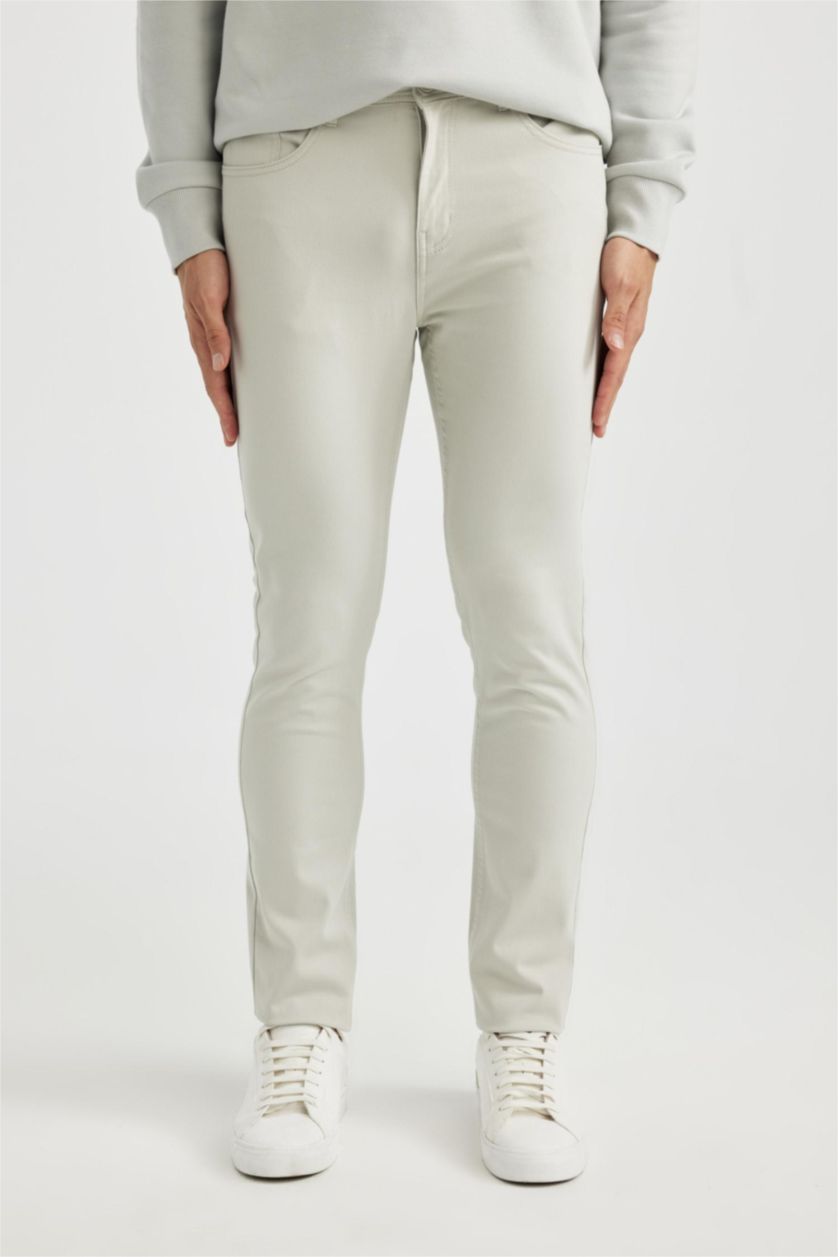 رجالي اللون الحجري بنطلون تشينو بجيب بخصر عالي