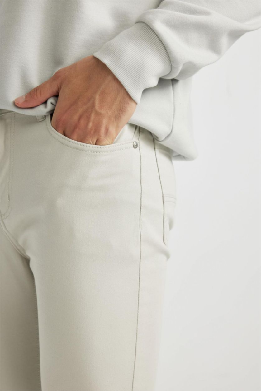 رجالي اللون الحجري بنطلون تشينو بجيب بخصر عالي