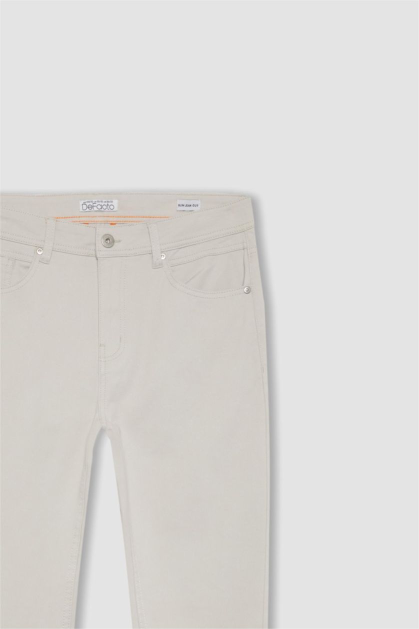 رجالي اللون الحجري بنطلون تشينو بجيب بخصر عالي