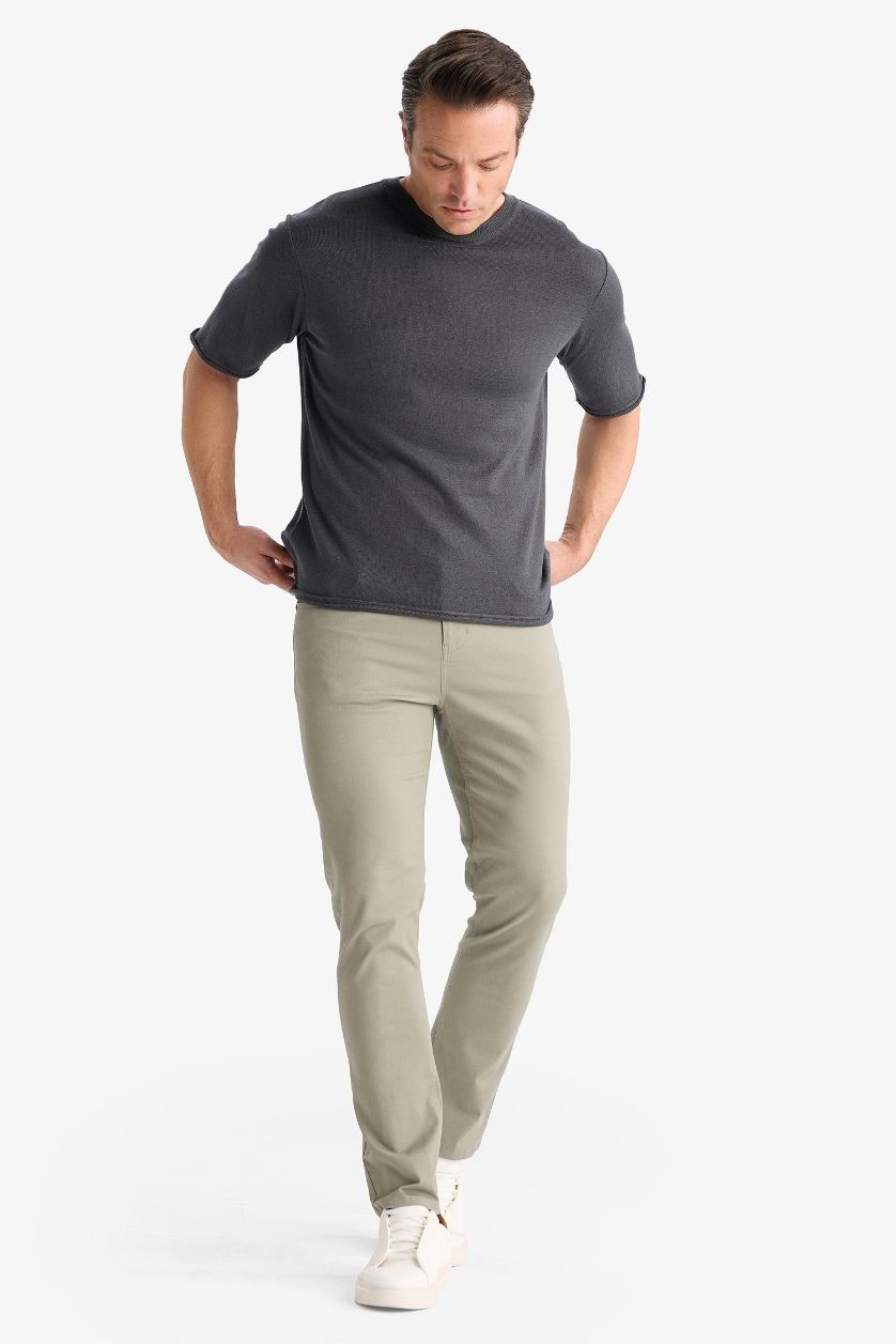 Мужчины Светлый хаки Слим Фит Узкий Крой Узкие Штани С Карманом