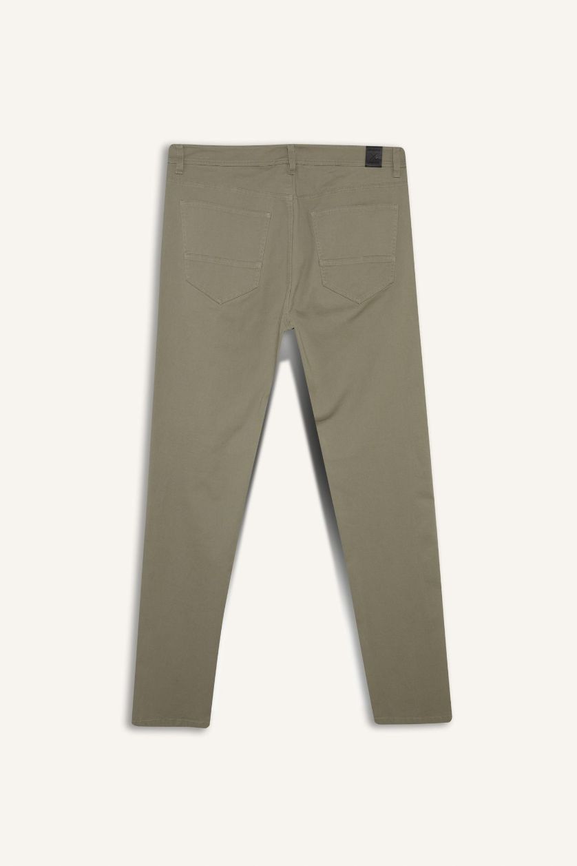 Мужчины Светлый хаки Слим Фит Узкий Крой Узкие Штани С Карманом