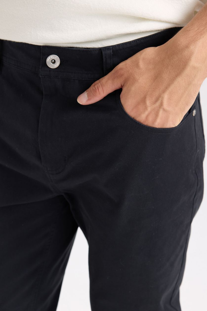 Erkek Koyu Antrasit Yazlık Gabardin Chino Kanvas Pantolon Slim Fit Dar Kesim Dar Paça Cepli