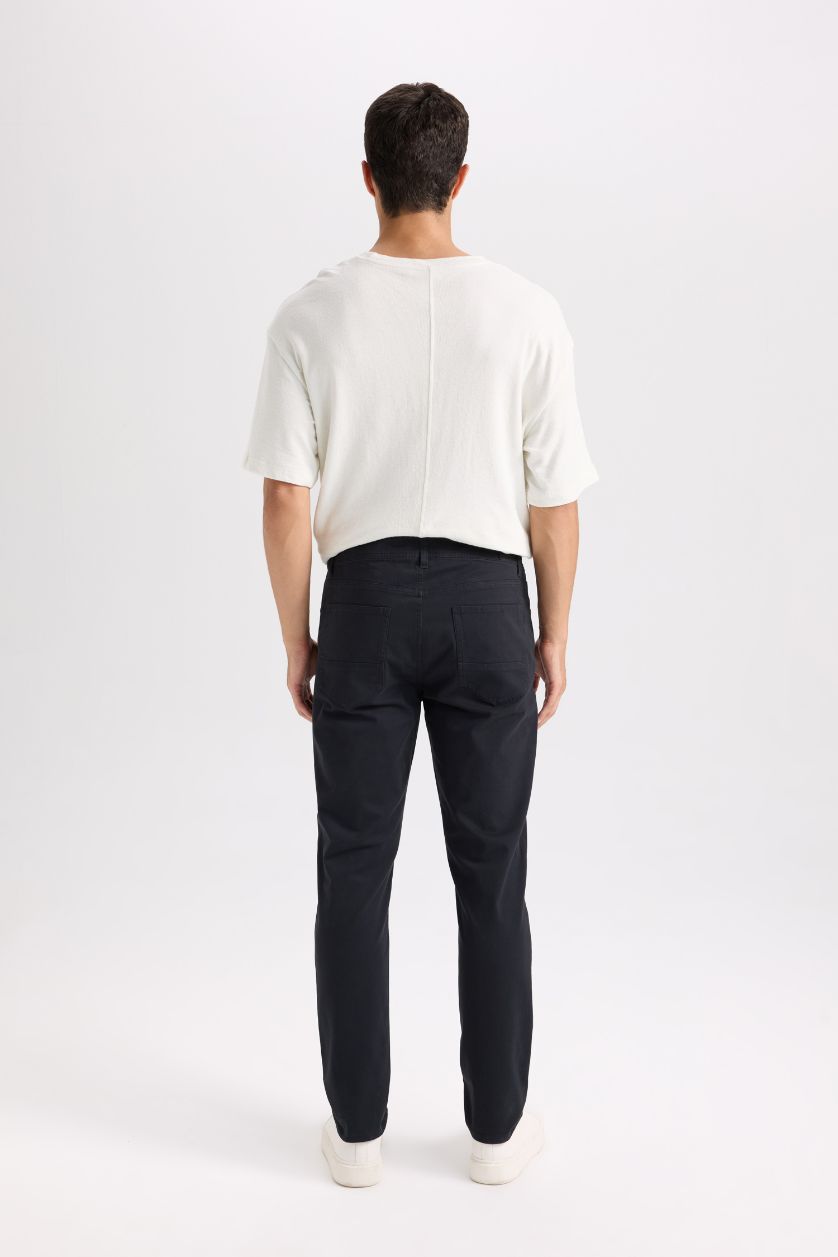 Erkek Koyu Antrasit Yazlık Gabardin Chino Kanvas Pantolon Slim Fit Dar Kesim Dar Paça Cepli