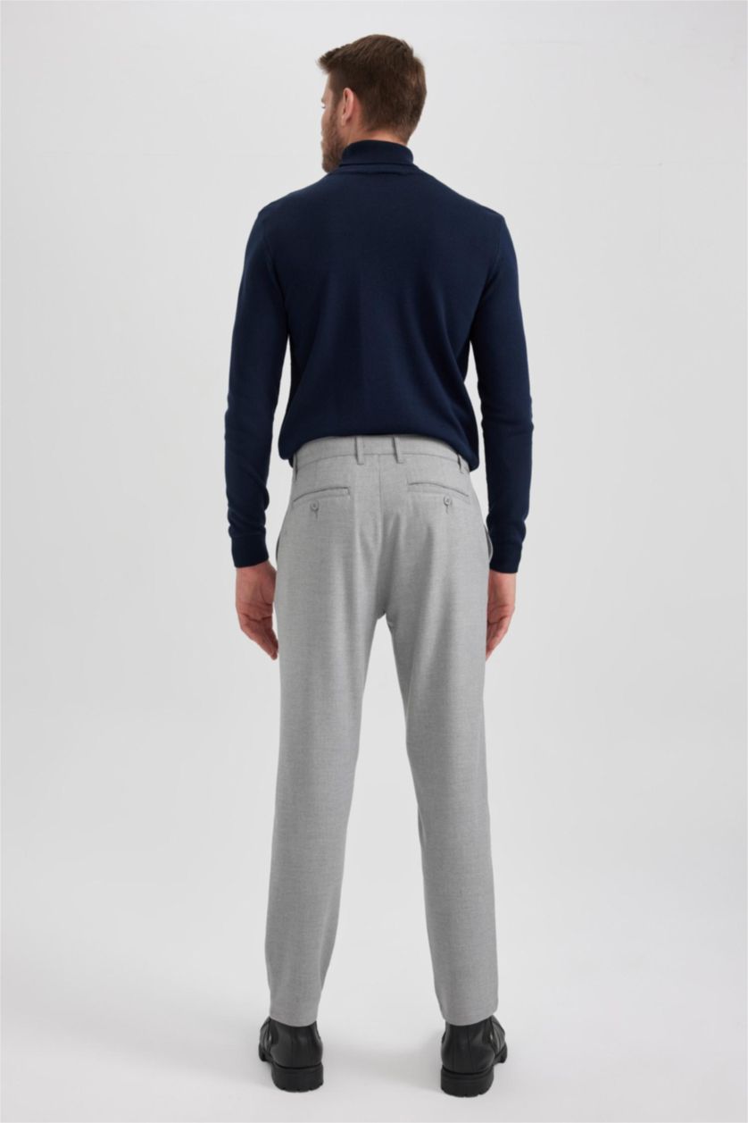 Man Grey Melange Slim Fit Trousers