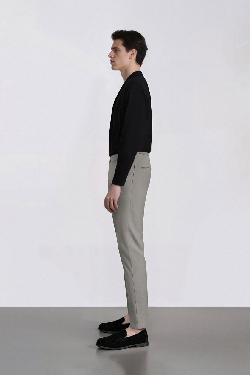 Man Grey Melange Slim Fit Trousers
