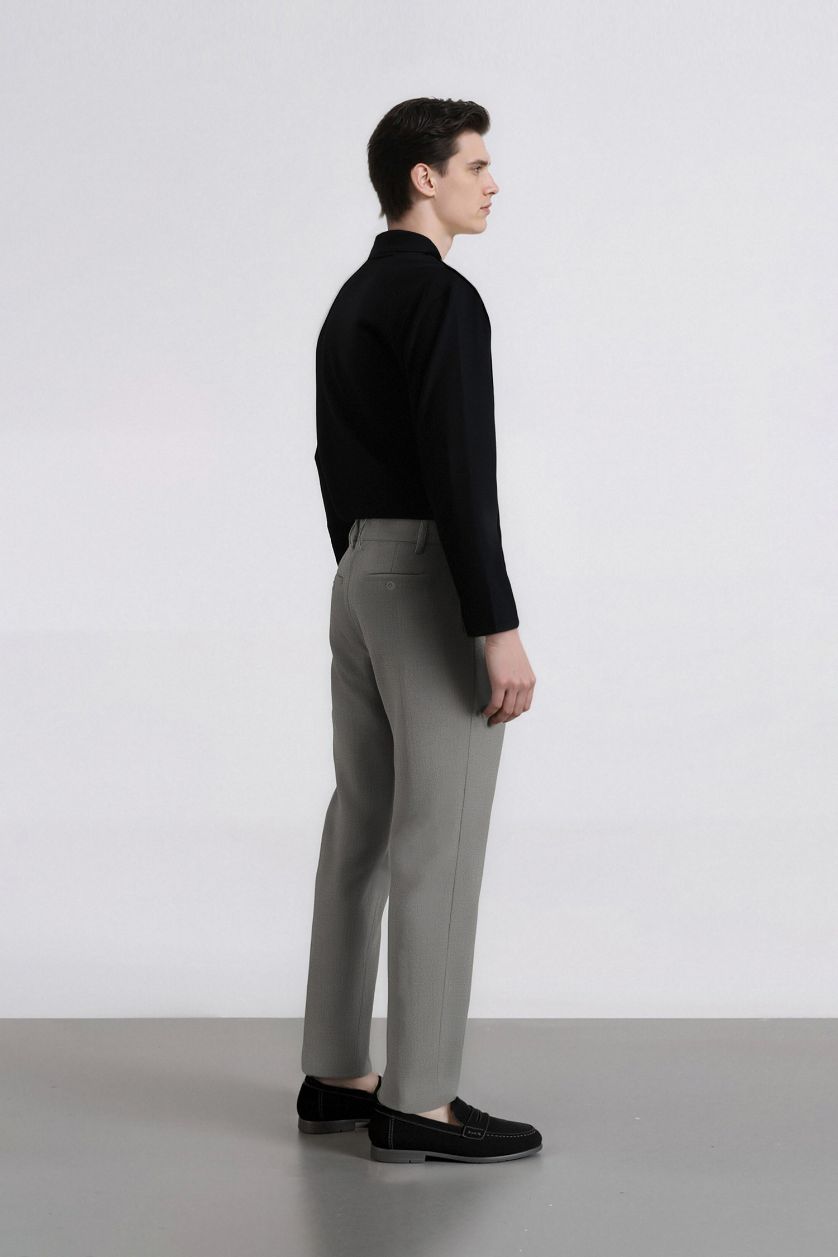 Man Grey Melange Slim Fit Trousers