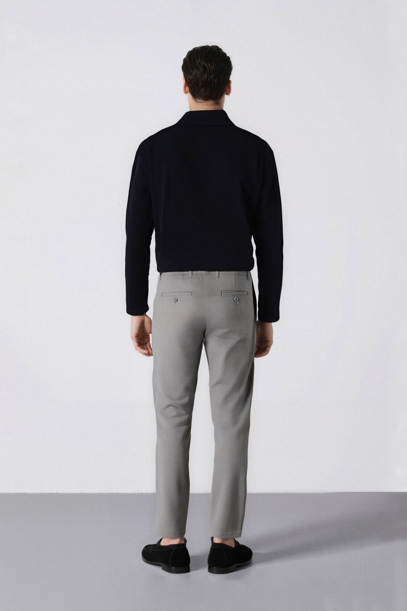 Man Grey Melange Slim Fit Trousers