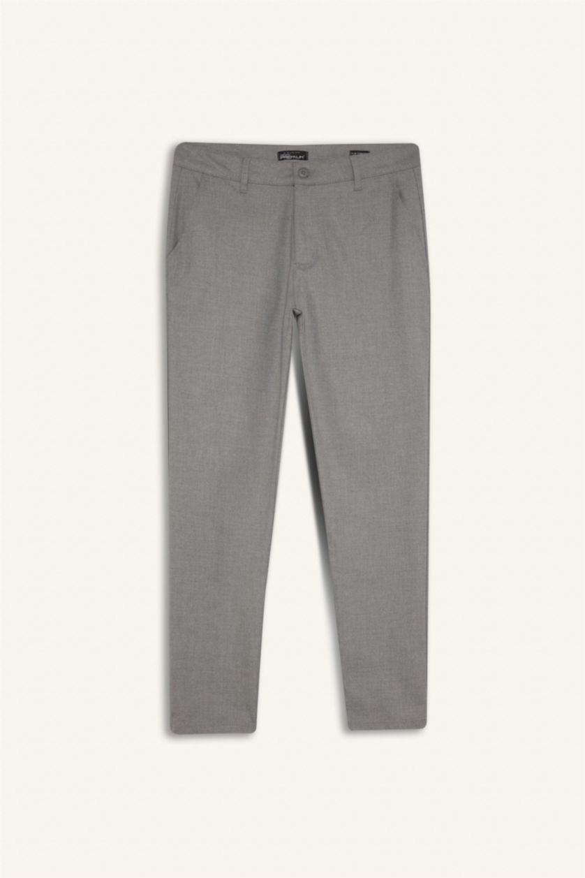 Man Grey Melange Slim Fit Trousers