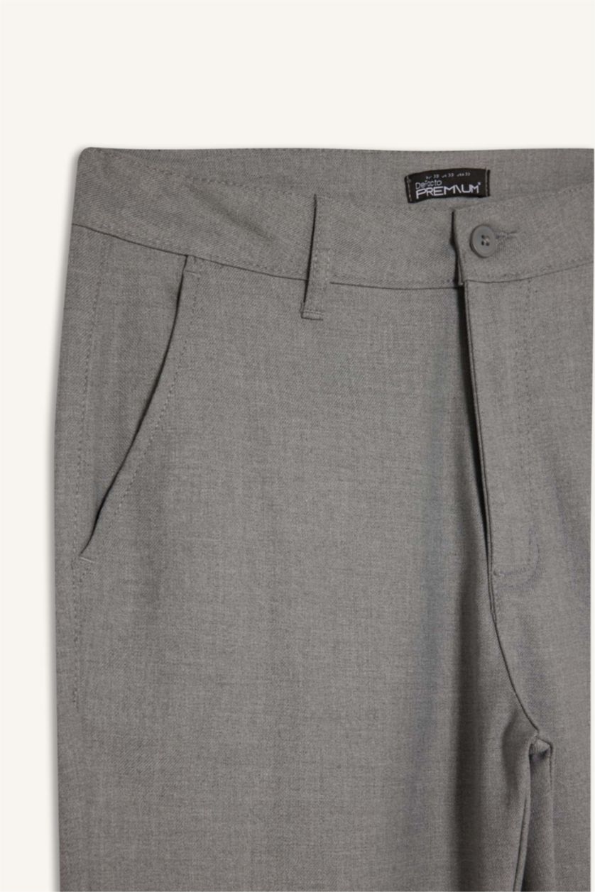 Man Grey Melange Slim Fit Trousers