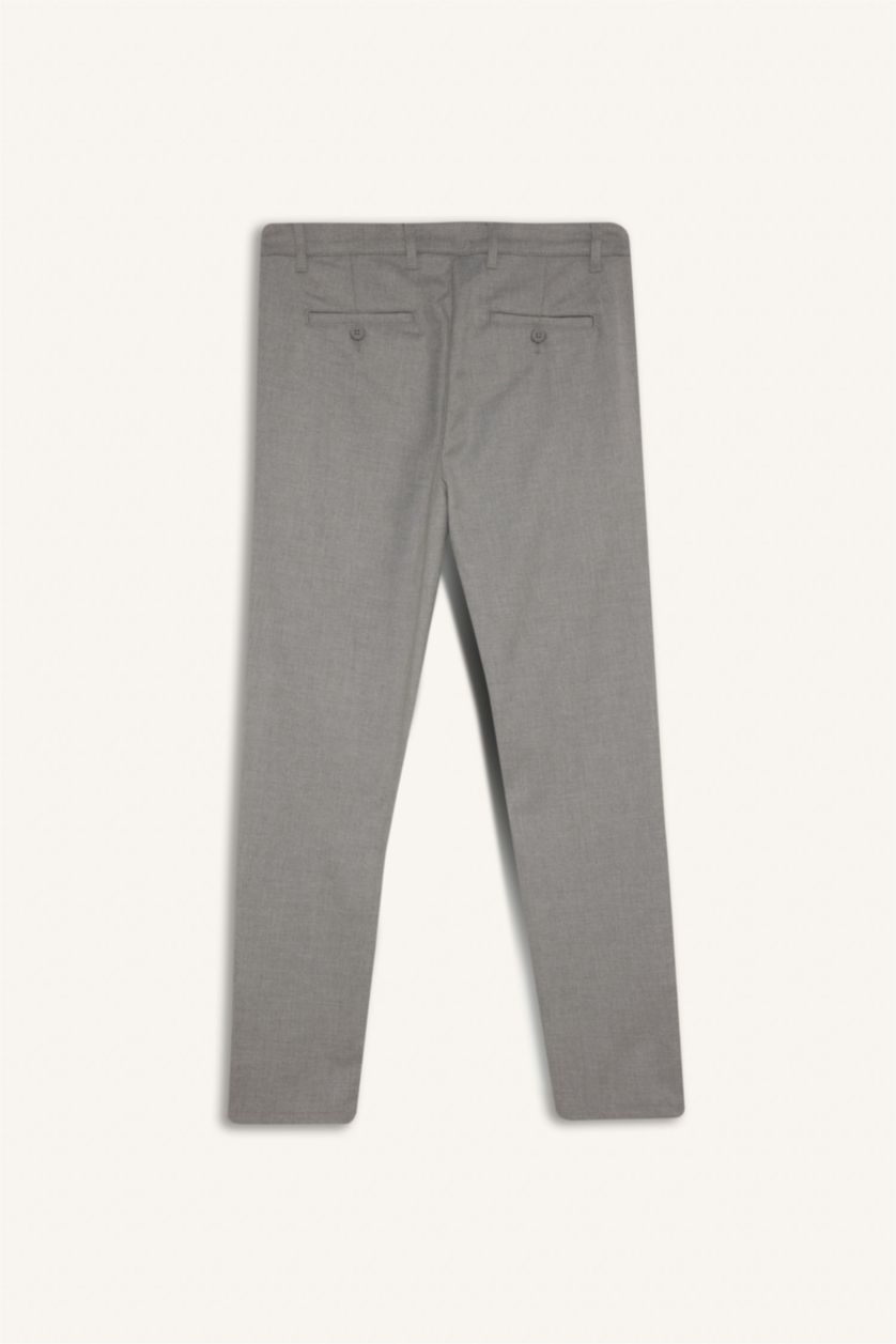 Man Grey Melange Slim Fit Trousers