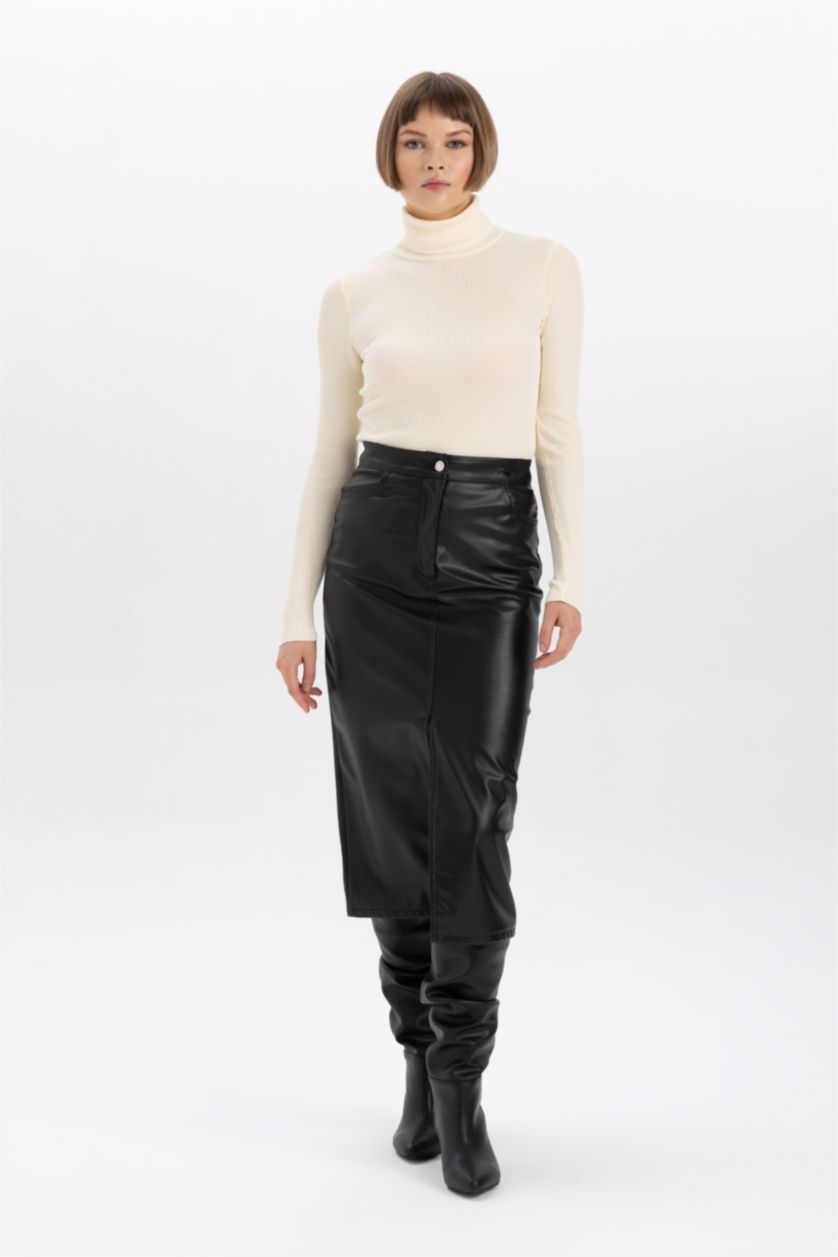 WOMAN Ecru Slim Fit Ribana Pullover