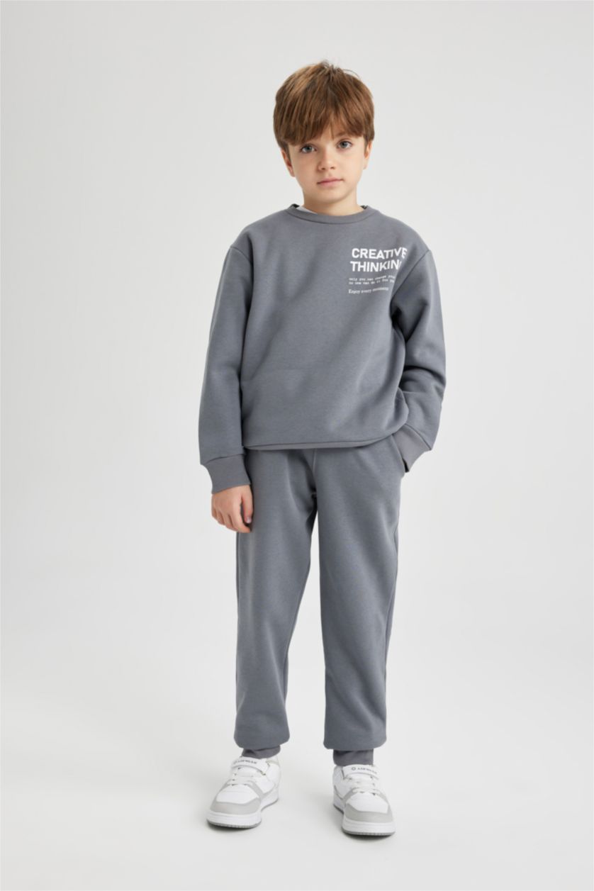 أولادي رمادي طقم اولادي تقيل قصة عادية - قطعتين