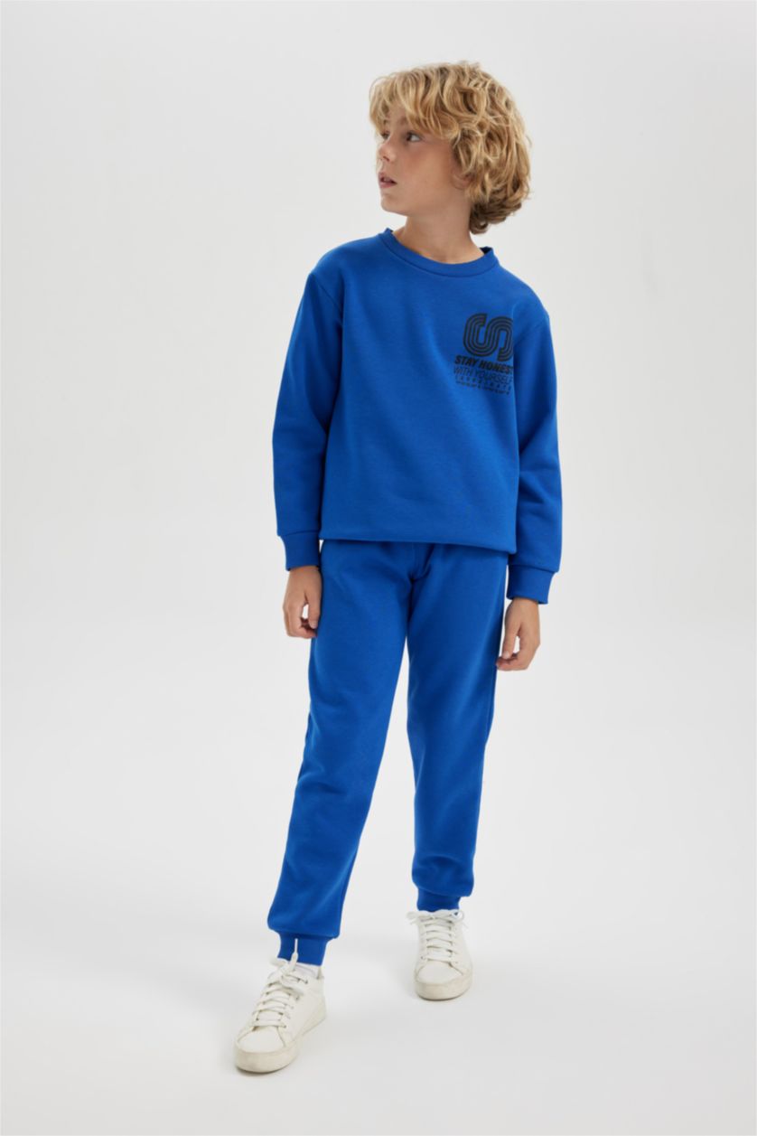 Мальчики и подростки Королевский синий Комплект из 2-х вещейс принтом для мальчиков