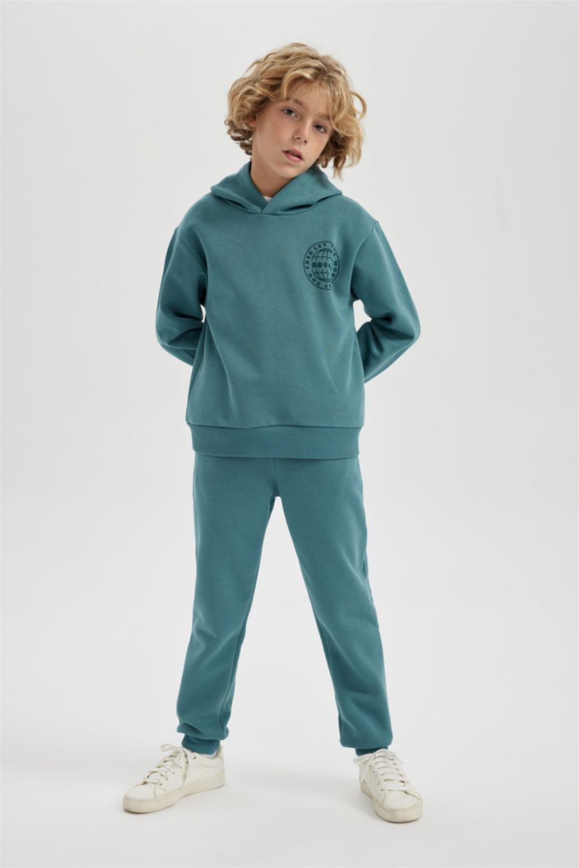 GARÇONS Açık Petrol Ensemble En Tricot À capuche Manche Longue 2 Garçon