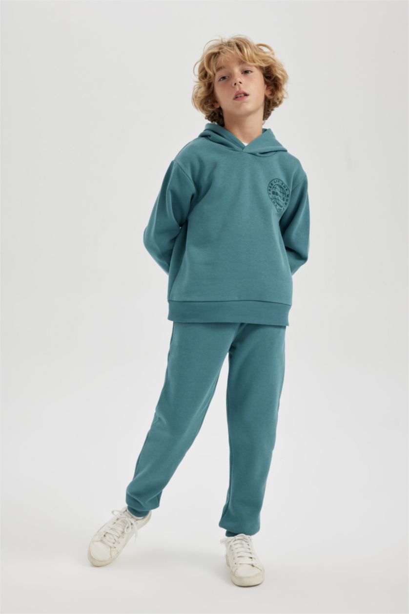 GARÇONS Açık Petrol Ensemble En Tricot À capuche Manche Longue 2 Garçon