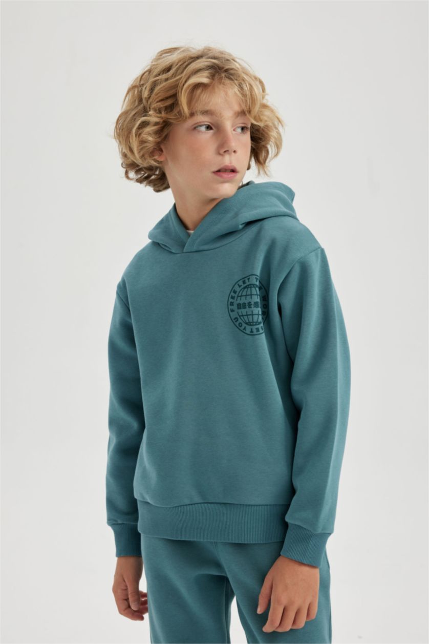 GARÇONS Açık Petrol Ensemble En Tricot À capuche Manche Longue 2 Garçon