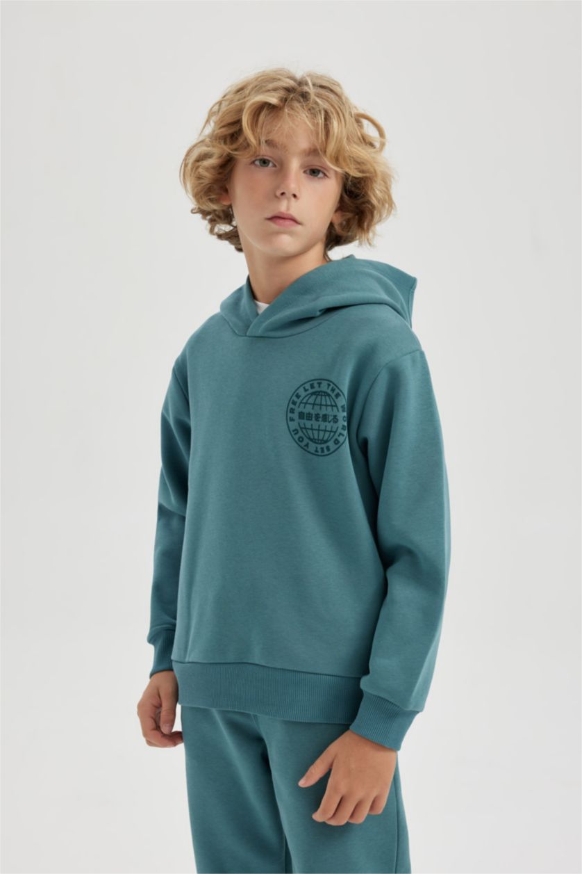 GARÇONS Açık Petrol Ensemble En Tricot À capuche Manche Longue 2 Garçon