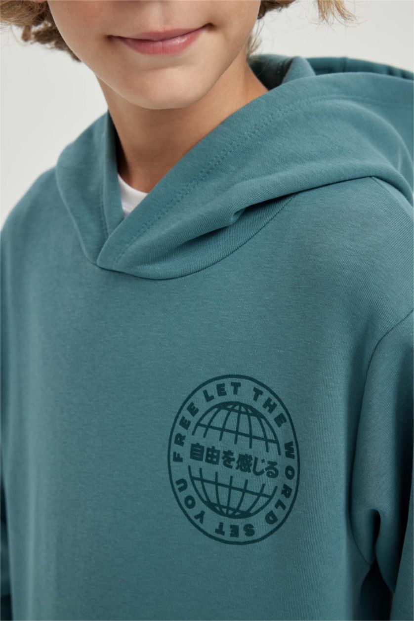 GARÇONS Açık Petrol Ensemble En Tricot À capuche Manche Longue 2 Garçon