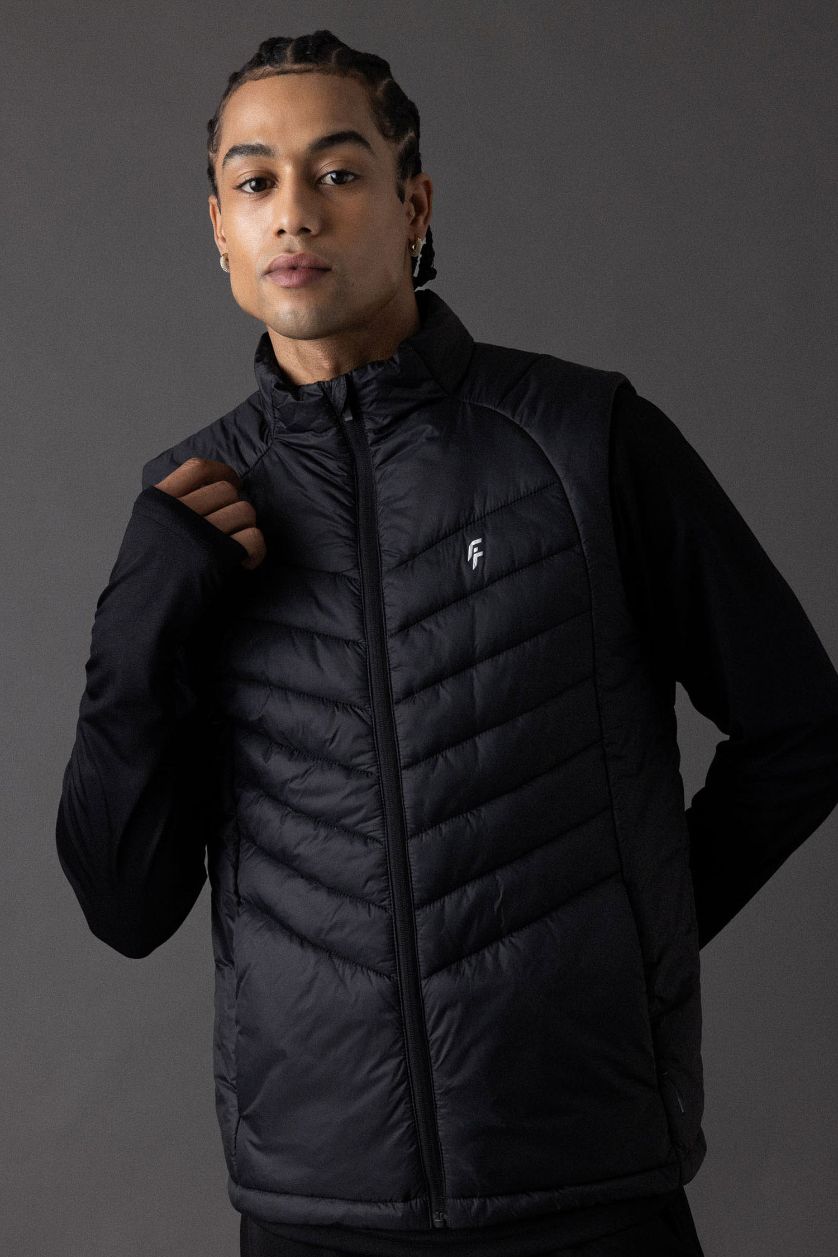 MAN Black DeFactoFit Slim Fit Waterproof Windproof Zippered Pocket Puffer Vest
