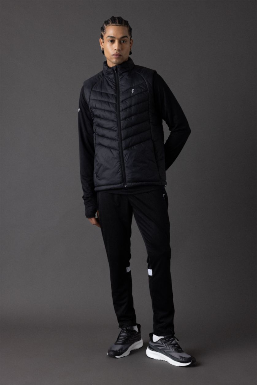 MAN Black DeFactoFit Slim Fit Waterproof Windproof Zippered Pocket Puffer Vest