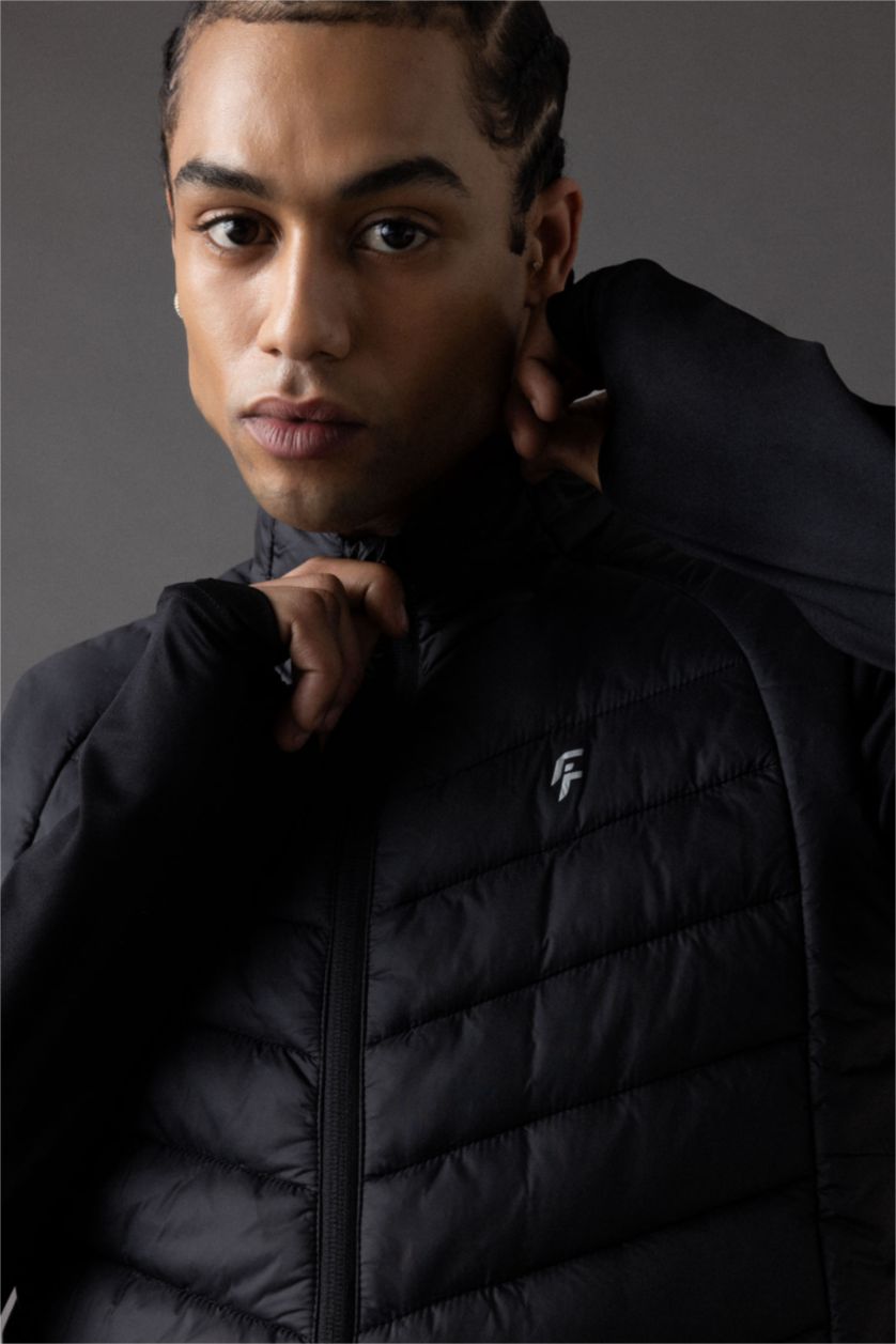 MAN Black DeFactoFit Slim Fit Waterproof Windproof Zippered Pocket Puffer Vest